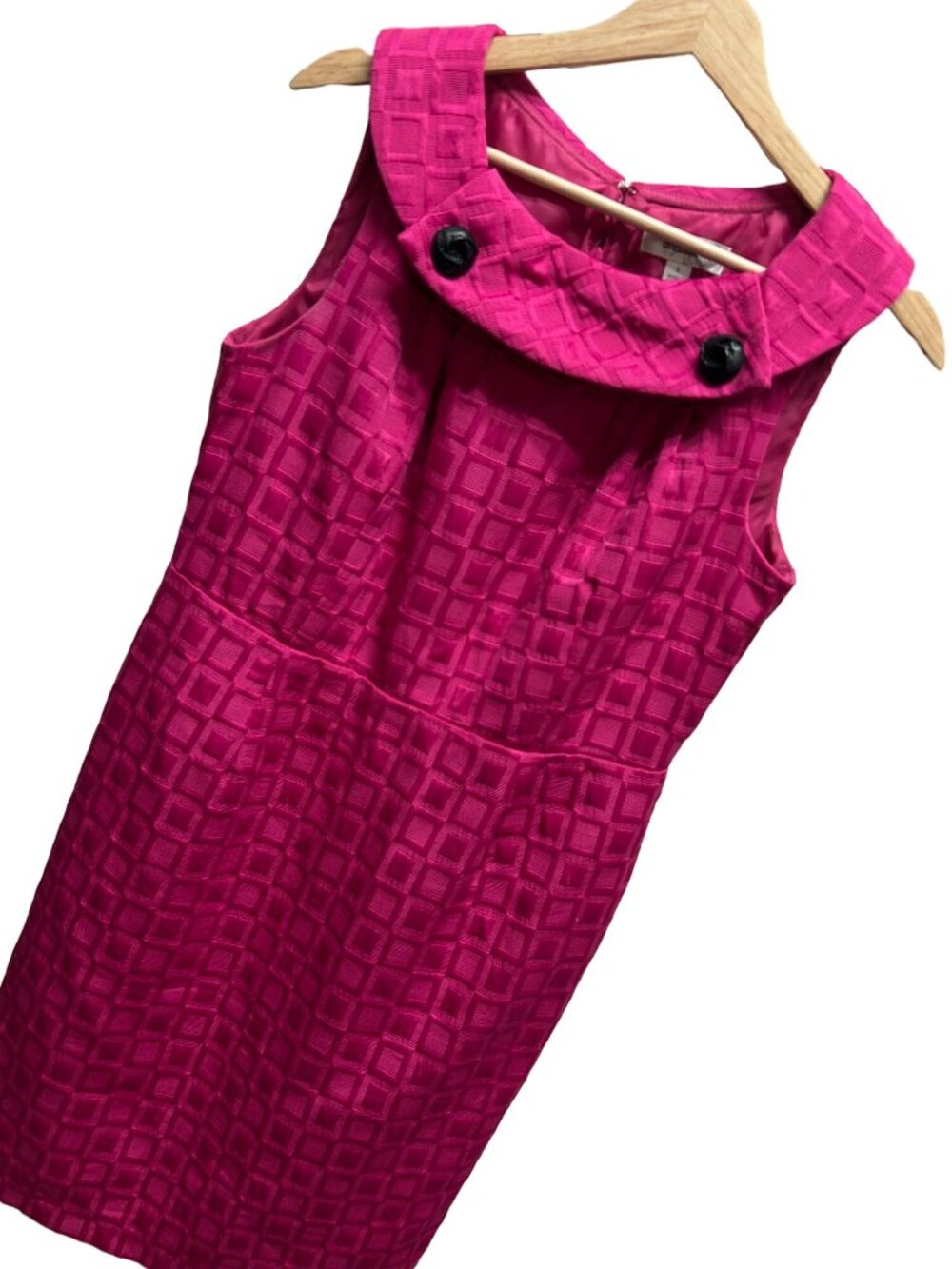 Dress Barn Magenta Pink Sleeveless Textured Dress With Button Detail Size 8